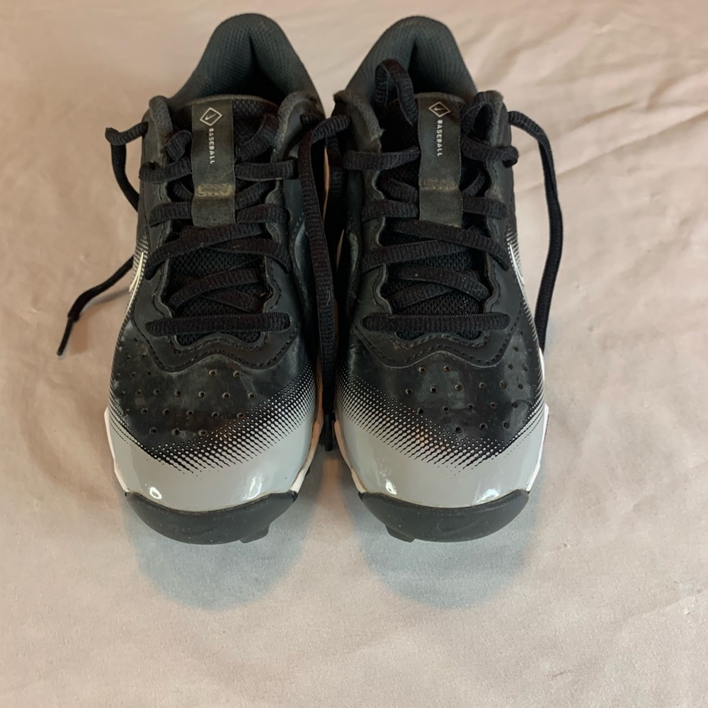 Nike Black and Gray Cleats Youth Size 1Y